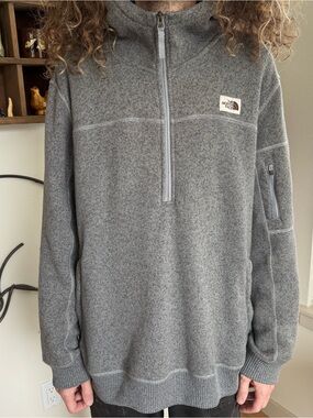 Vintage Y2K North Face Heather Gray Canyonlands 1/2 Zip Fleece Hoodie ~ Size XXL